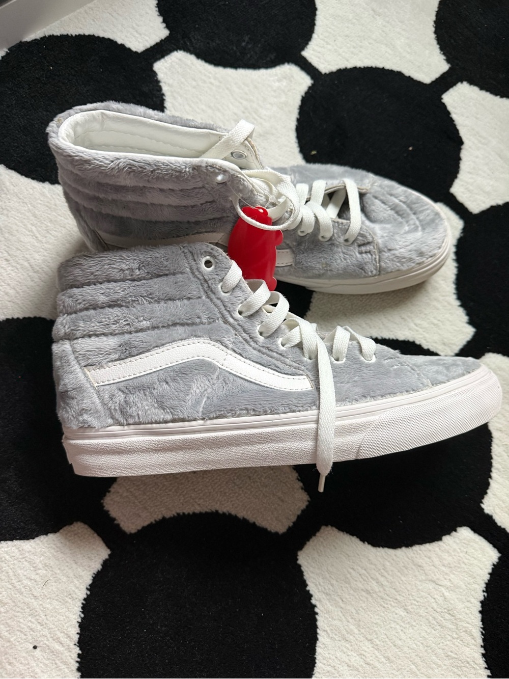 Vans Sk8-Hi Plush High-Top Sneakers in Gray and White